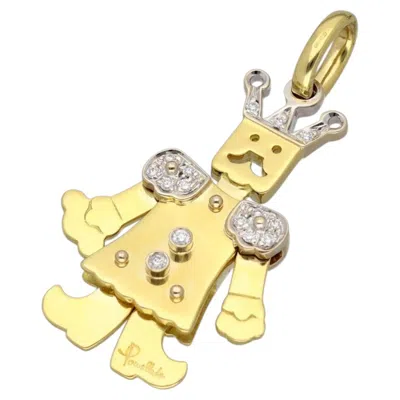 Pre-owned Pomellato King 15p Diamonds Pendant Charm 750 18k Yellow And White Gold