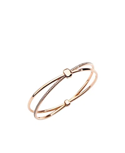 Pomellato 18k Rose Gold Iconica Diamond Crossover Bangle Bracelet In Pink