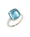 Pomellato Mixed Gold, Diamond And Topaz Nudo Maxi Ring In Blue