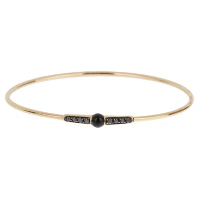Pre-owned Pomellato M'ama Non M'ama 18k Rose Gold Onyx Diamond Bracelet In Red