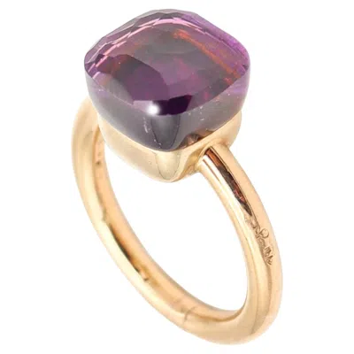 Pre-owned Pomellato Milan Nudo Ring In 18kt Yellow Gold With 6.45 Cwt. Amethyst