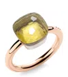 Pomellato Mixed Gold And Lemon Quartz Nudo Classic Ring In Green