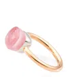 Pomellato Mixed Gold And Rose Quartz Nudo Ring In Pink