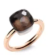 Pomellato Mixed Gold And Smoky Quartz Nudo Classic Ring In Brown