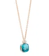 Pomellato Mixed Gold, Blue Topaz And Diamond Nudo Necklace In Blue
