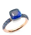 Pomellato Nudo Classic Rhodium-plated 18-karat Rose And White Gold Multi-stone Ring In Blue