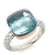 Pomellato Mixed Gold, Diamond And Topaz Nudo Maxi Ring In Blue