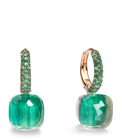 Pomellato Mixed Gold, Prasiolite, Malachite And Tsavorite Nudo Earrings In Green