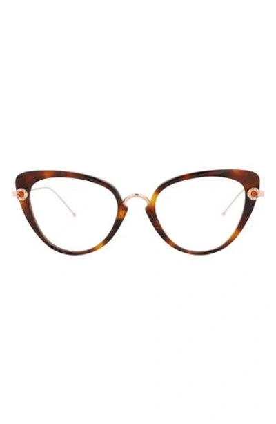 Pomellato Novelty 50mm Cat Eye Optical Glasses In Havana Gold Transparent