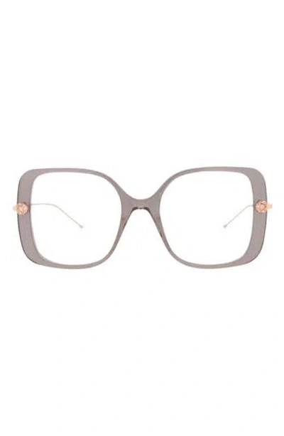 Pomellato Novelty 51mm Square Optical Glasses In Grey Gold Transparent