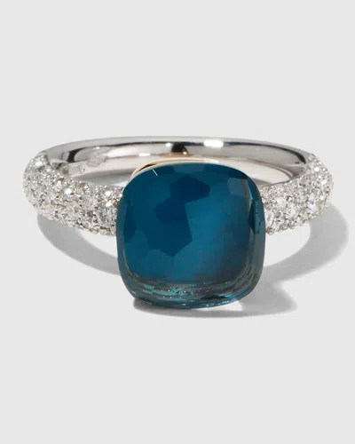 Pomellato Nudo 18k Rose Gold Gemstone And Diamond Ring In London Blue Topaz Over Turquoise