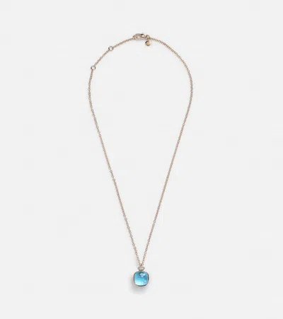 Pomellato Nudo 18kt Gold Necklace With Blue Topaz And Diamonds In 0