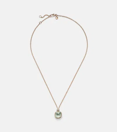 Pomellato Nudo 18kt Gold Necklace With Prasiolite And Diamonds In Green