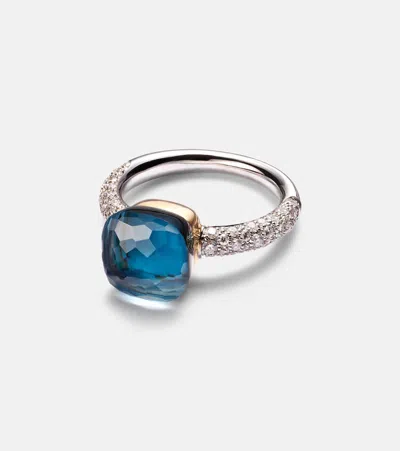 Pomellato Nudo 18kt Gold Ring With London Blue Topaz And Diamonds In 0