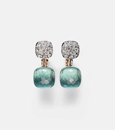 Pomellato Nudo 18kt Rose And White Gold Earrings With Topaz And Diamonds