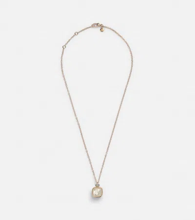 Pomellato Nudo 18kt Rose And White Gold Necklace With Topaz, Mother-of-pearl, And Diamonds In 0