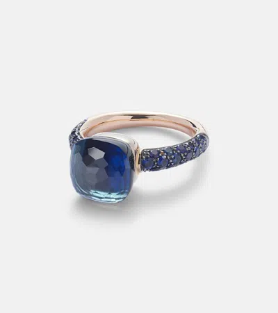 Pomellato Nudo 18kt Rose And White Gold Ring With London Blue Topaz