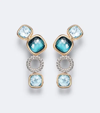 Pomellato Nudo 18kt White And Rose Gold Drop Earrings With Topaz And Diamonds