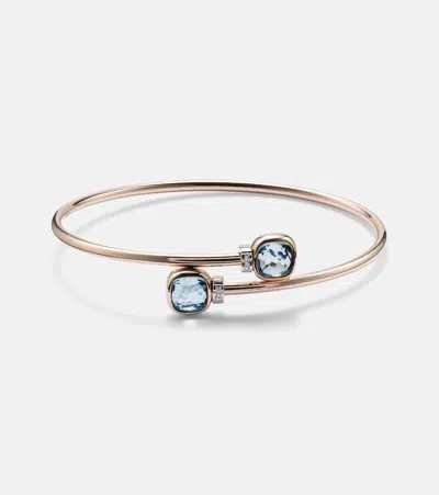 Pomellato Nudo 18kt White Gold Bangle With Diamonds And Topaz In Silver