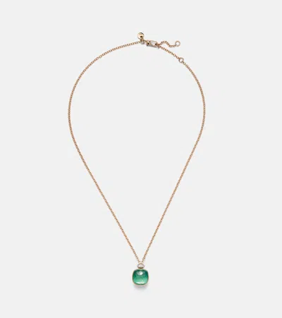 Pomellato Nudo Classic 18kt Rose And White Gold Necklace With Gemstones In Transparent