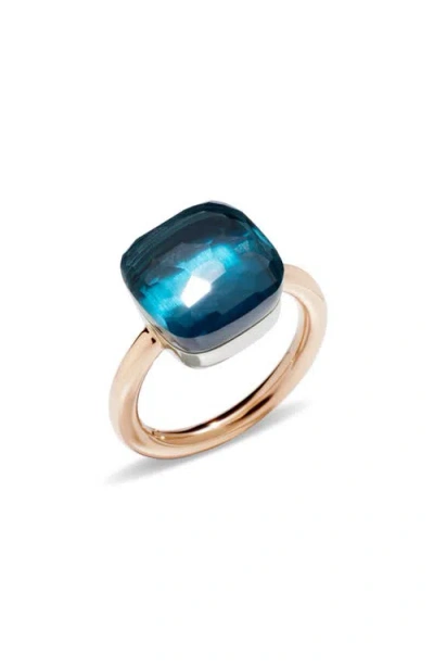 Pomellato Nudo Classic Blue Topaz Ring In Gold