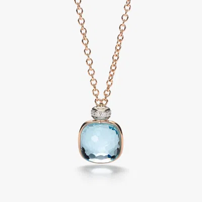 Pomellato Nudo Classic Rose Gold Sky Blue Topaz Necklace With Diamonds