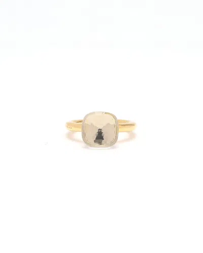 Pomellato Nudo Classic Ring, 18kt Yellow Gold White Topaz, Size 52