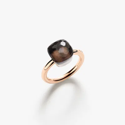 Pomellato Mixed Gold And Smoky Quartz Nudo Classic Ring In Brown