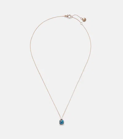 Pomellato Halskette Nudo Mini Aus 18kt Rosé- Und Weissgold Mit Diamanten Und London Blu Topas In Gold