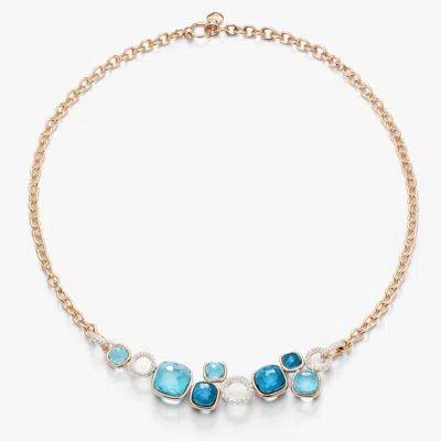 Pomellato Nudo 18kt White And Rose Gold Necklace With Topaz And Diamonds