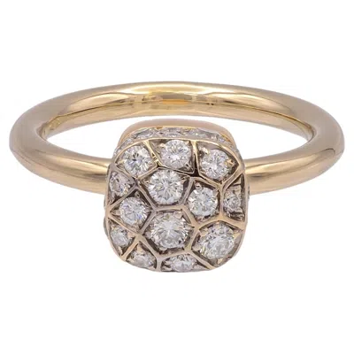 Pre-owned Pomellato Nudo Petit 18k Rose Gold Pav� Diamond Ring, Size 4.5 In Red