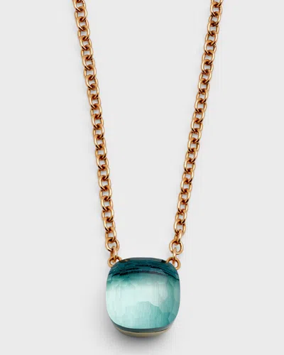 Pomellato Nudo Petit 18k Rose Gold Praisiolite Pendant Necklace In Sky Blue Topaz