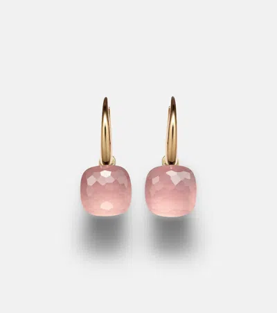 Pomellato Nudo 18kt Rose And White Gold Earrings With Rose Quartz In 0