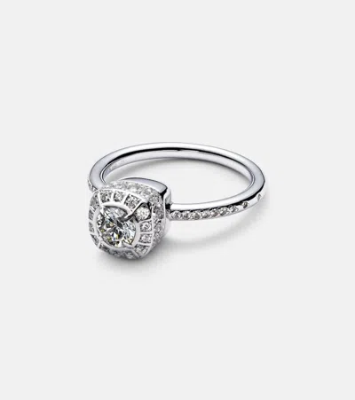 Pomellato Nudo Petit 18kt White Gold Ring With Diamonds In Silver