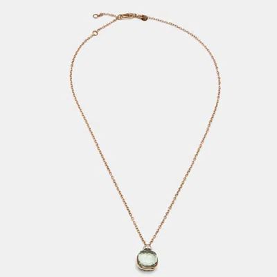 Pre-owned Pomellato Nudo Prasiolite Diamond 18k Two Tone Gold Necklace