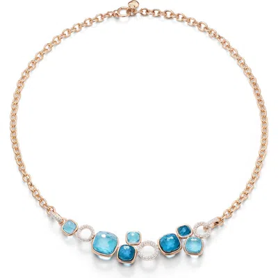 Pomellato Nudo Sky Blue Topaz & Diamond Pavé Necklace In Gold