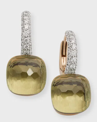 Pomellato Nudo 18k Rose Gold Gemstone & Diamond Drop Earrings In Praisiolite