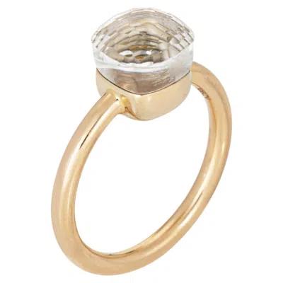 Pre-owned Pomellato Nudo White Topaz Ring Petite 18k Rose Gold Fine Estate Jewelry 7.25