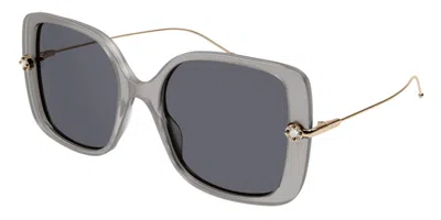 Pomellato Pm0096s 001 Occhiali Da Sole Argentati Per Donna In Gray