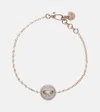 Pomellato Pom Pom Dot 18kt Rose Gold Chain Bracelet With White Diamonds And Mother Of Pearl In Gold