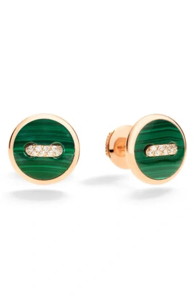 Pomellato Pom Pom Dot Malachite & Pavé Diamond Stud Earrings In Green