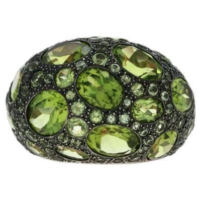 Pre-owned Pomellato Pomelatto Tabou Peridot Cluster Cocktail Ring Sterling 925 Rose Gold 18k Sz5 1/2 In Red