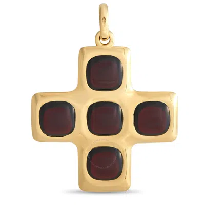 Pomellato 18k Yellow Gold Garnet Cross Pendant Po18 030824 In Multi-color