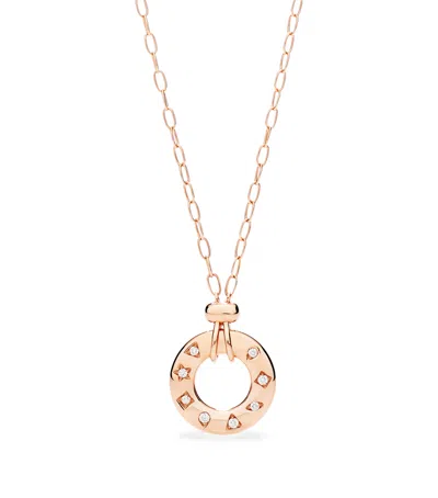 Pomellato Rose Gold And Diamond Iconica Fancy Reversible Necklace In White