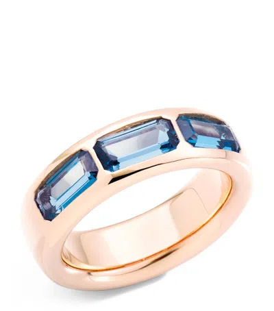 Pomellato Rose Gold And London Blue Topaz Iconica Ring