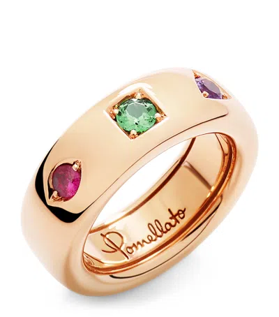 Pomellato Rose Gold And Mixed Stone Slim Iconica Ring