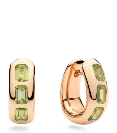 Pomellato Rose Gold And Peridot Iconica Hoop Earrings