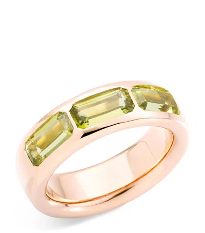 Pomellato Rose Gold And Peridot Iconica Ring In Green