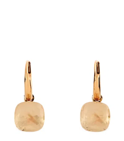 Pomellato Rose Gold And Topaz Petit Nudo Drop Earrings In White