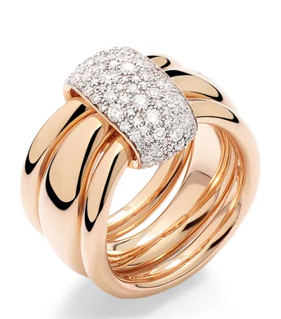 Pomellato Rose Gold And White Diamond  Together Ring
